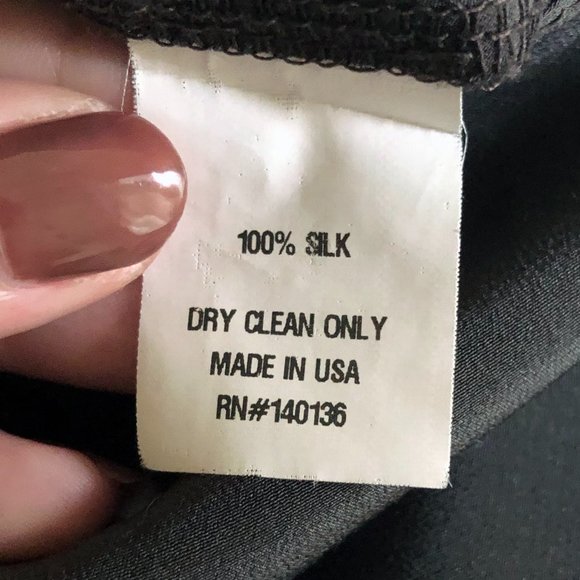 Long Sleeve 100% Silk Blouse in Charcoal Size 1 - Picture 9 of 11